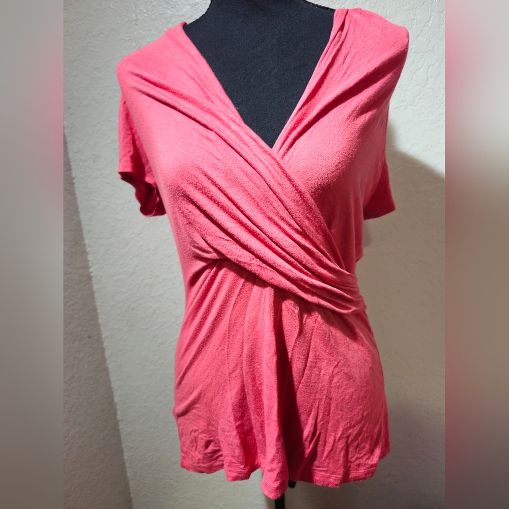 Ann Taylor Coral Wrap Style Blouse Womens Size Medium image 4